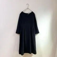 3352【クミキョク】ワンピース　ロング　スキッパー　フォーマル　セレモニー　黒