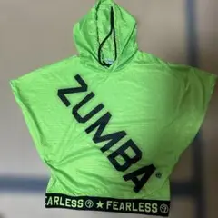 【最終値下げ！】　ZUMBA フード付きメッシュトップス 蛍光グリーン