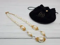 ROPE フェイクパール ネックレス ゴールド