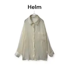 【Helm】 シャツ シアー シワ加工 光沢 羽織り 透け感 （L）a1440