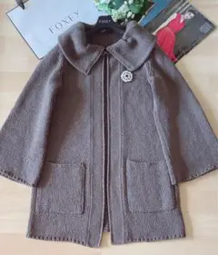 FOXEY 秋冬用ウール首元ビジューコート 40 Rene フォクシー