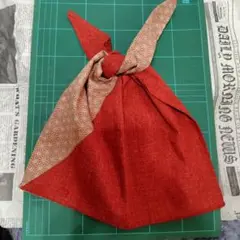 スリムなあずま袋　朱赤　持ち手が長め