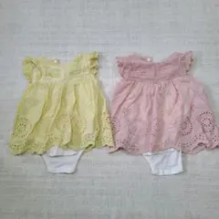 プティマインワンピース風ロンパース2点セット
