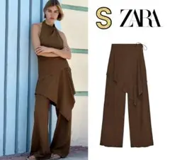 新品 ZARA テクスチャー パレオ パンツ S 今季完売品♪ 1点限り♪