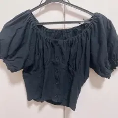 LAGUA GEM オフショルダー半袖トップス ブラック