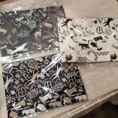 倉敷意匠　点と線模様製作所猫の刺繍ブックカバー3点セット