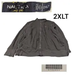NAUTICA古着ワンポイントロゴフルジップアップスウェットガーデ2XLグレー