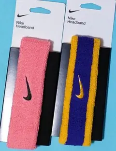 サーモンピンク、コートパープル２本セットナイキヘアバンドNIKEヘッドバンドe