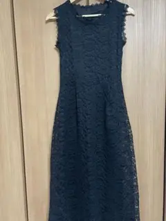 結婚式　お呼ばれ 黒レースロングワンピース ノースリーブ　Mサイズ