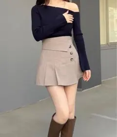 インパン裏地付きアシンメトリーミニスカート tu725