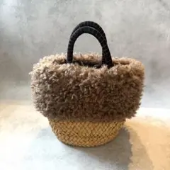 【美品】coen コーエン ファーかごバッグ ブラウン