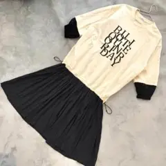 Boutique Ordinary ロゴプリントドッキングワンピース サイズF