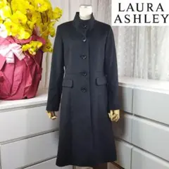新品同様 11号 ローラアシュレイ カシミヤ混合 チャコールグレー ロングコート