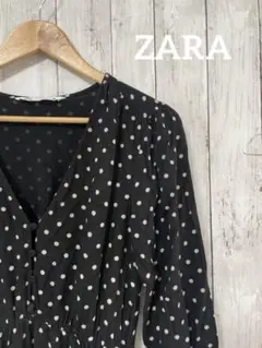 ZARA ザラ ワンピース ドット ブラック 長袖