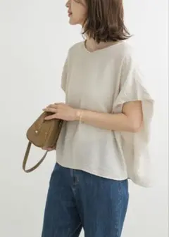 バックタックコクーンブラウス　GREIGE