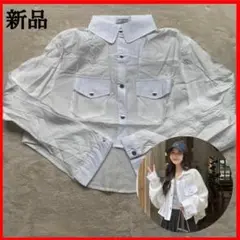 短いシャツ ショート丈 トップス 長袖 韓国 レディース 夏用  涼しい F