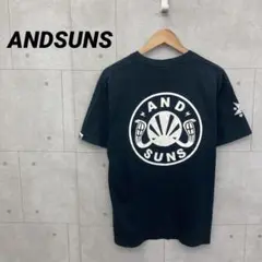 ANDSUNS アンドサンズ Ｔシャツ 刺繍 バックロゴプリント メンズ L 黒