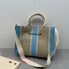 MARNI マルニ ストライプ トートバッグ ブルー系
