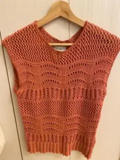 CROCHET NOSLEEVE KNIT TOPS ニットベスト CLANE