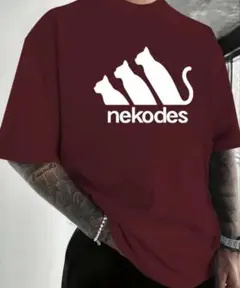 【在庫処分】【Lサイズ】　ネコデス　nekodes おもしろTシャツ　赤