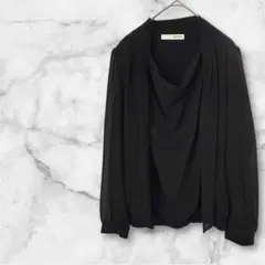 【オクトーブル】ドレープデザインブラウス長袖 ブラック Sサイズ