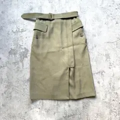 C-2-1【ナノユニバース】　美品　カーキ　スカート　Sサイズ