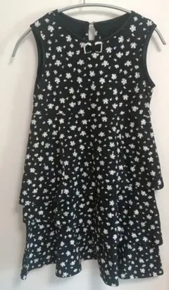 anyFAM 黒花柄ノースリーブワンピース 140