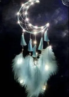 新品 ライトアップ 光るドリームキャッチャー 月型 DREAM CATCHER