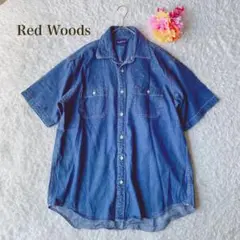 Red Woods【L】 デニムシャツ 半袖 カジュアル　ポケット2
