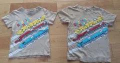 Tシャツ　子供服　110. 130センチ　新幹線　ブロック柄　2枚