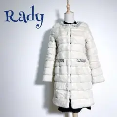 【レディ】M ビジューファーコート ベージュ ロング 高級感 フェイクファー秋冬