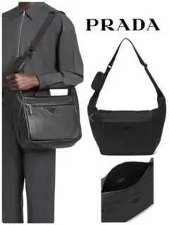 大特価‼︎ 美品 PRADA プラダ オール レザー ショルダーバッグ メンズ