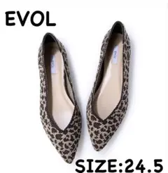 EVOL イーボル ローヒール ポインテッドパンプス Vカットニット 新品未使用