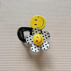 スマイリーフェイス ドット柄 ヘアクリップ