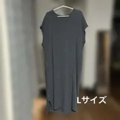 コットンロングワンピース フレンチスリーブ Lサイズ