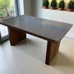 564 大川家具 インテリアコア ダイニングテーブル 幅150 天然木 ガラス