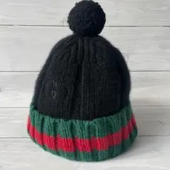 Q48【カシミヤ100%】グッチ ニット帽 インターロッキング シェリーライン