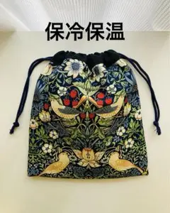洗える保冷保温巾着袋　いちご泥棒