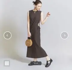 BEAUTY&YOUTH コットンアムンゼン サイドホールワンピース ブラウン