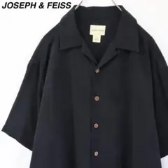 【シルク100％】ジョセフアンドフェイス 総柄シャツ アロハシャツ Lサイズ 黒