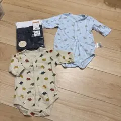 ロンパース3枚セット 60cm 恐竜柄・動物柄