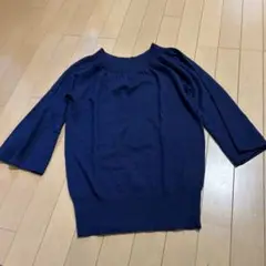 MICHEL KLEIN ネイビー 五分袖セーター 40