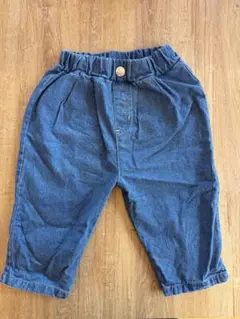 ダークブルー デニム風パンツ ウエストゴム