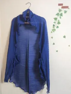 【★新品★】袖付きストールショールカーディガン／UVカット／サファイアブルー