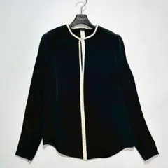 美品 JPSEPH ジョゼフ ブラウス 長袖 ブラック シルク バイカラー 38