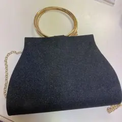 ハンドバッグ ラメ入り ブラック