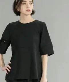 今季完売　OPAQUE.CLIP　ストレッチペプラムブラウス　洗濯機洗い可　М