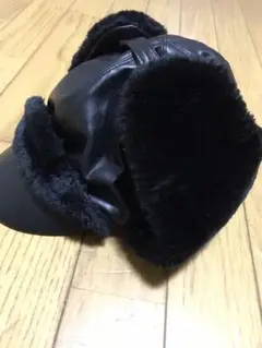 飛行帽 パイロットキャップ フライトキャップ レザー調 ブラック 黒