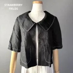 【美品♡】ストロベリーフィールズ 麻100％ 半袖カーディガン 羽織り ボレロ