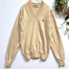 【Grand Slam 】ニット　長袖　Vネック　パフスリーブ　ベージュ　S